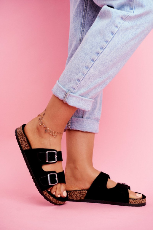 Sieviešu Čības Uz Koreku ar sprādzēm melnas krāsas Si Senor Sieviešu Čības Uz Koreku ar sprādzēm melnas krāsas Si Senor