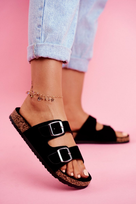 Sieviešu Čības Uz Koreku ar sprādzēm melnas krāsas Si Senor Sieviešu Čības Uz Koreku ar sprādzēm melnas krāsas Si Senor