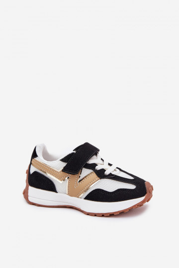 Sneakers modeļa apavi Bērnu apavi ar lipīgām aizdarēm Baltas-melnas krāsas Tezzu 2