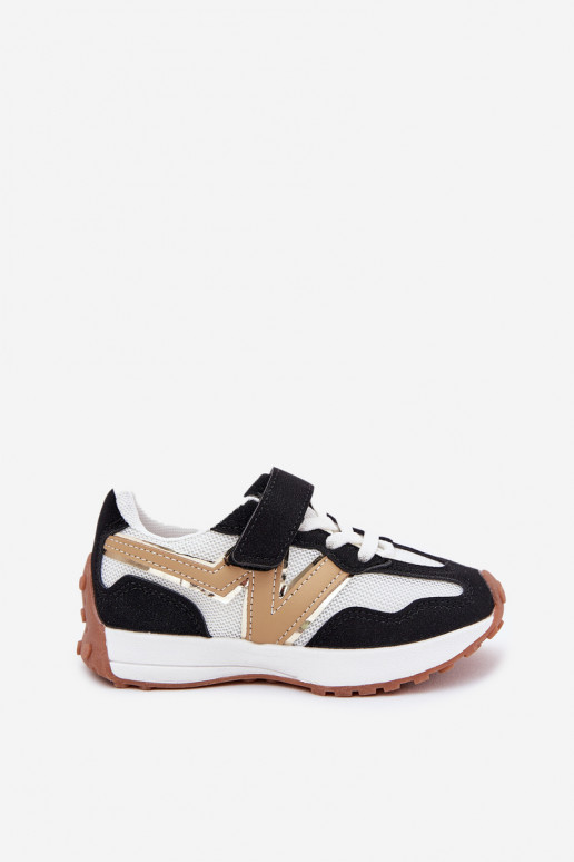 Sneakers modeļa apavi Bērnu apavi ar lipīgām aizdarēm Baltas-melnas krāsas Tezzu