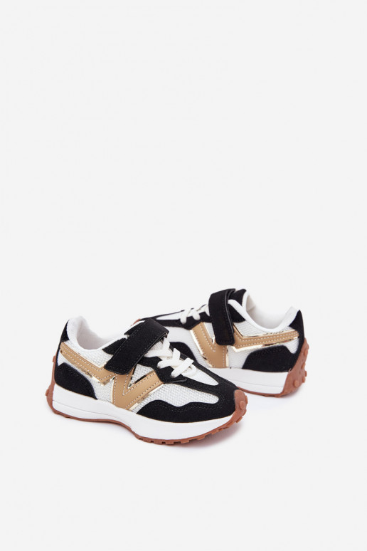 Sneakers modeļa apavi Bērnu apavi ar lipīgām aizdarēm Baltas-melnas krāsas Tezzu