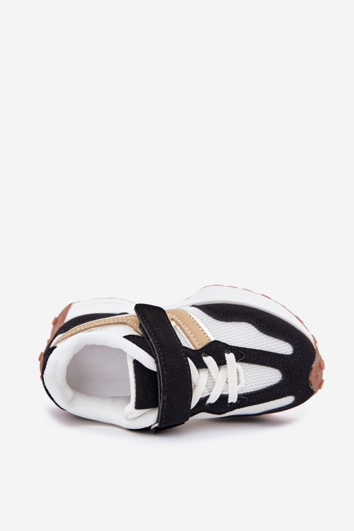 Sneakers modeļa apavi Bērnu apavi ar lipīgām aizdarēm Baltas-melnas krāsas Tezzu