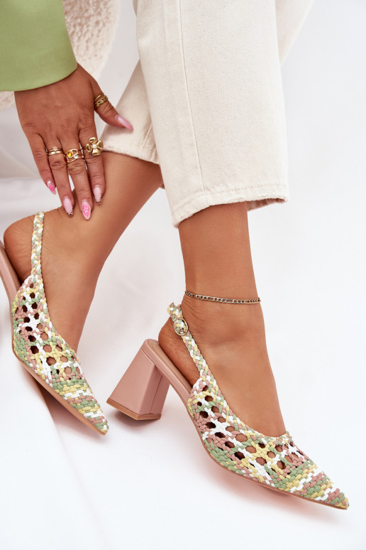 sandales Ar bizi ar papēdi Rozā krāsas Ebina