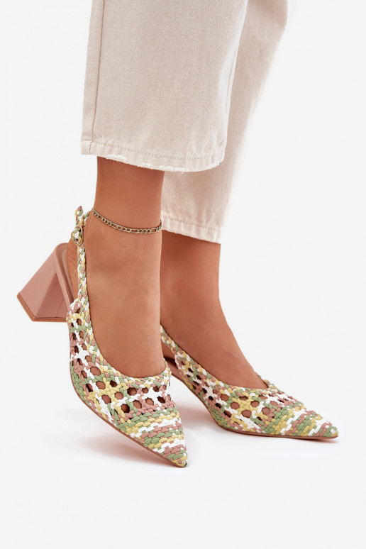 sandales Ar bizi ar papēdi Rozā krāsas Ebina