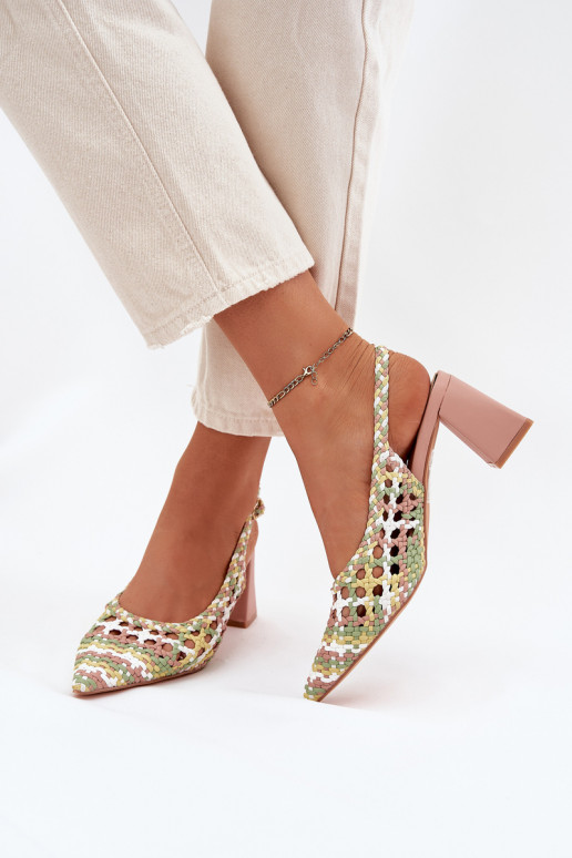 sandales Ar bizi ar papēdi Rozā krāsas Ebina