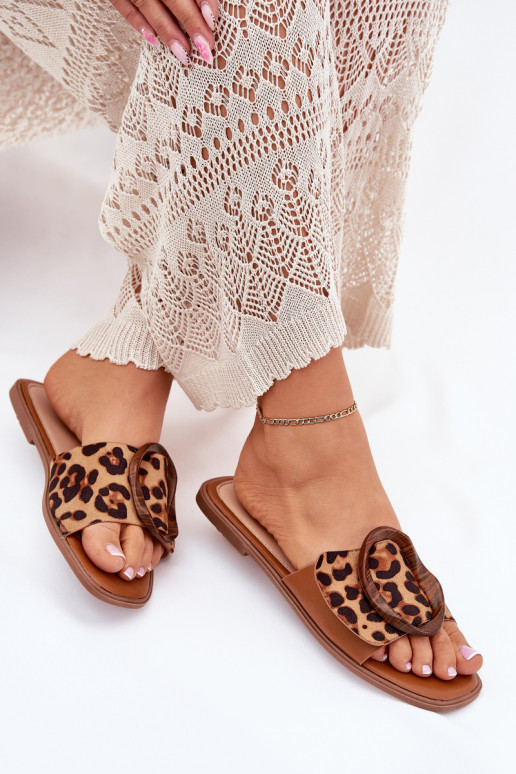 Čības Sieviešu dzīvoklis dekorēti ar sprādzēm ar leoparda kažokādas rakstu LuInam