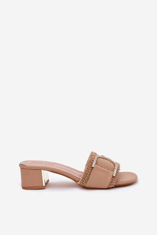 Sieviešu Čības ar papēdi Ar greznu Detalem smilšu krāsas Julinemi Sieviešu Čības ar papēdi Ar greznu Detalem smilšu krāsas Julinemi