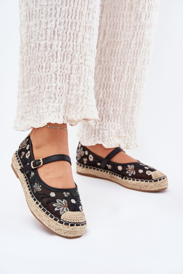 Tīkls espadrilles Z Haftem ar platformu melnas krāsas Laxisa 2