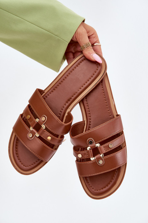 zempapēžu sieviešu čības Ze Zelta krāsasm Detalem brūnas krāsas Noroti