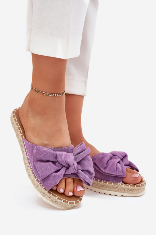 sieviešu čības ar platformu Ar bizi I Kokardką Violeta krāsa Alpireda