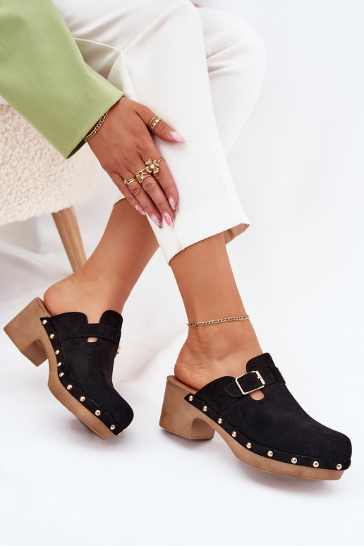 Čības Tukšas Sieviešu ar papēdi ar sprādzēm melnas krāsas Veldexina