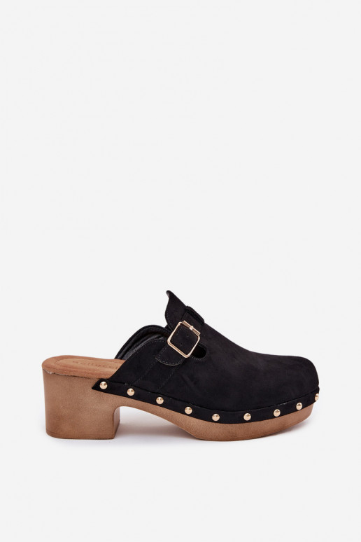 Čības Tukšas Sieviešu ar papēdi ar sprādzēm melnas krāsas Veldexina