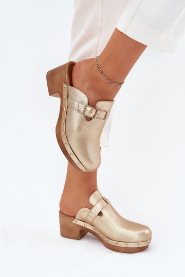 Čības Tukšas Sieviešu ar papēdi ar sprādzēm Zelta krāsas Veldexina