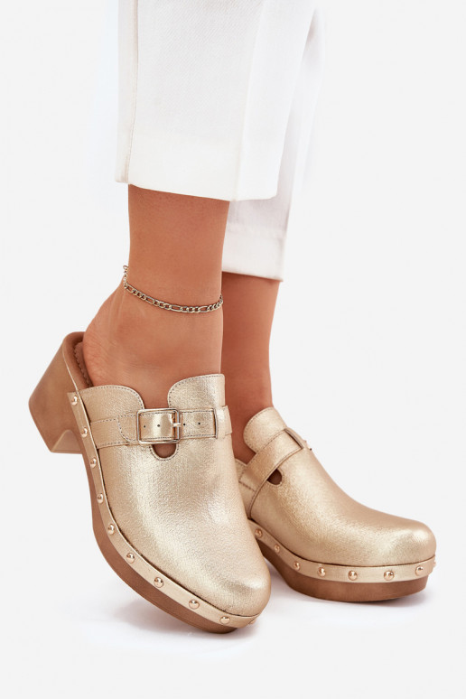 Čības Tukšas Sieviešu ar papēdi ar sprādzēm Zelta krāsas Veldexina