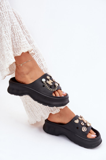 Vieglas čības uz pirksta sieviešu čības Ze Zelta krāsasmi Przypinkami melnas krāsas Hortiana