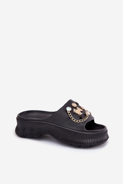 Vieglas čības uz pirksta sieviešu čības Ze Zelta krāsasmi Przypinkami melnas krāsas Hortiana