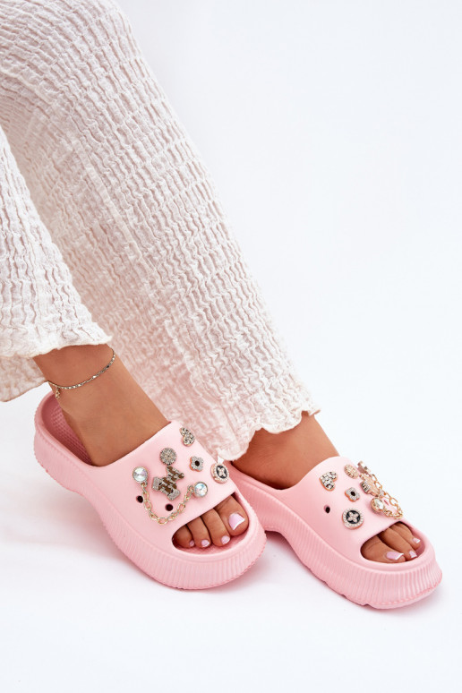 Vieglas čības uz pirksta sieviešu čības Ze Zelta krāsasmi Przypinkami Rozā krāsas Hortiana Vieglas čības uz pirksta sieviešu čības Ze Zelta krāsasmi Przypinkami Rozā krāsas Hortiana