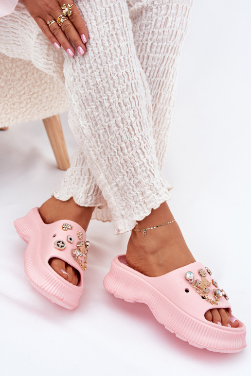 Vieglas čības uz pirksta sieviešu čības Ze Zelta krāsasmi Przypinkami Rozā krāsas Hortiana Vieglas čības uz pirksta sieviešu čības Ze Zelta krāsasmi Przypinkami Rozā krāsas Hortiana