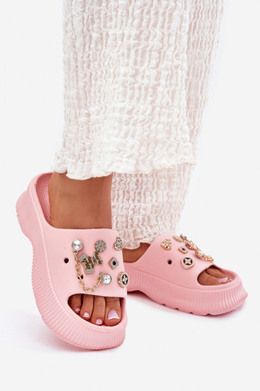 Vieglas čības uz pirksta sieviešu čības Ze Zelta krāsasmi Przypinkami Rozā krāsas Hortiana Vieglas čības uz pirksta sieviešu čības Ze Zelta krāsasmi Przypinkami Rozā krāsas Hortiana