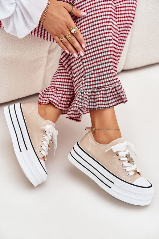 sieviešu puszābaki ar platformu Ze Zelta krāsasmi Przypinkami smilšu krāsas Fiorina