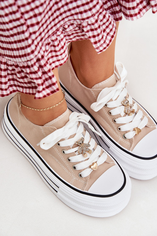 sieviešu puszābaki ar platformu Ze Zelta krāsasmi Przypinkami smilšu krāsas Fiorina