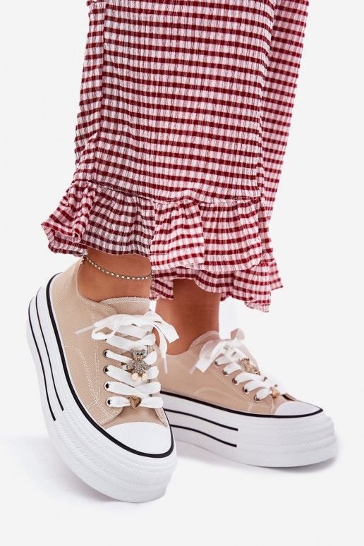 sieviešu puszābaki ar platformu Ze Zelta krāsasmi Przypinkami smilšu krāsas Fiorina