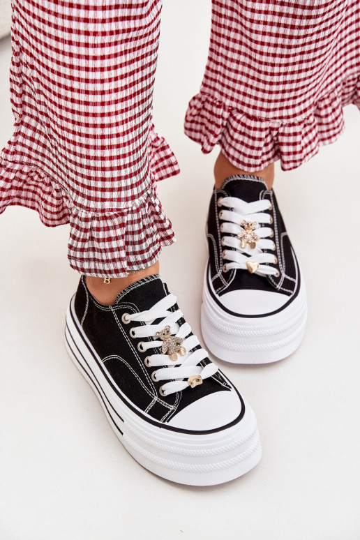 sieviešu puszābaki ar platformu Ze Zelta krāsasmi Przypinkami melnas krāsas Fiorina