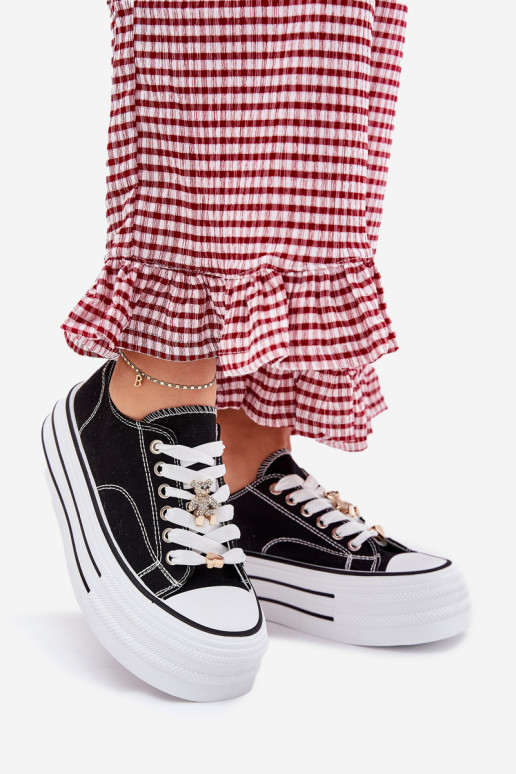 sieviešu puszābaki ar platformu Ze Zelta krāsasmi Przypinkami melnas krāsas Fiorina