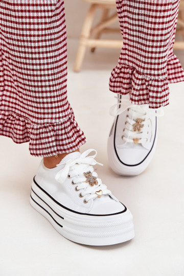 sieviešu puszābaki ar platformu Ze Zelta krāsasmi Przypinkami baltas krāsas Fiorina