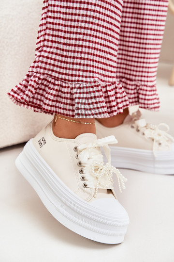 sieviešu puszābaki ar platformu Ar greznu Šņorēšanam smilšu krāsas Tivora 2