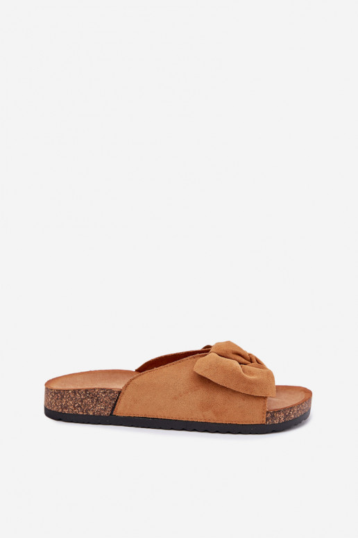 sieviešu čības Uz korķa zoles Kokardką brūnas krāsas Seressa