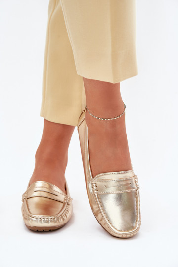 Sieviešu Eko Āda Mokasīni Zelta krāsas Lenvie 2