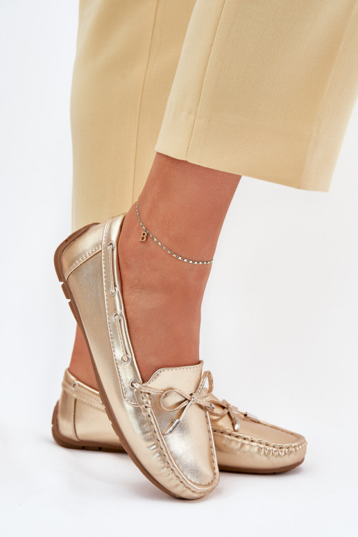 Sieviešu Eko Āda Mokasīni Zelta krāsas Si Passione