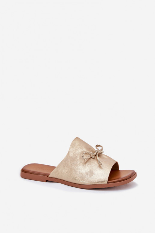 sieviešu čības ar platiem papēžiem Ar greznu INiązaniem Zelta krāsas Norela sieviešu čības ar platiem papēžiem Ar greznu INiązaniem Zelta krāsas Norela