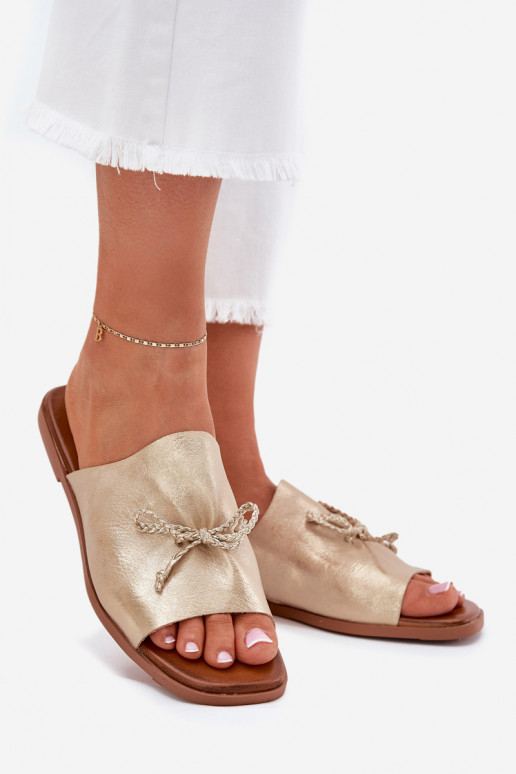 sieviešu čības ar platiem papēžiem Ar greznu INiązaniem Zelta krāsas Norela sieviešu čības ar platiem papēžiem Ar greznu INiązaniem Zelta krāsas Norela