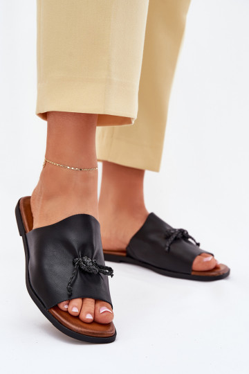 sieviešu čības ar platiem papēžiem Ar greznu INiązaniem melnas krāsas Norela