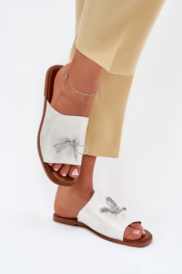 sieviešu čības ar platiem papēžiem Ar greznu INiązaniem Sudraba krāsas Norela