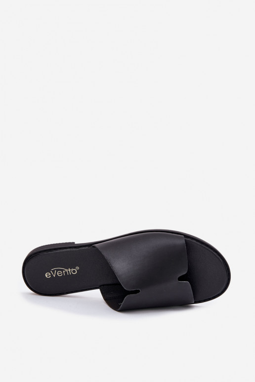 sieviešu čības no eko ādas ar platiem papēžiem melnas krāsas Kalimira