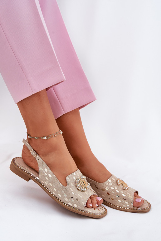 Sieviešu basenes ar ornamentiem ar platiem papēžiem S.Barski KV51-096 Zelta krāsas Sieviešu basenes ar ornamentiem ar platiem papēžiem S.Barski KV51-096 Zelta krāsas