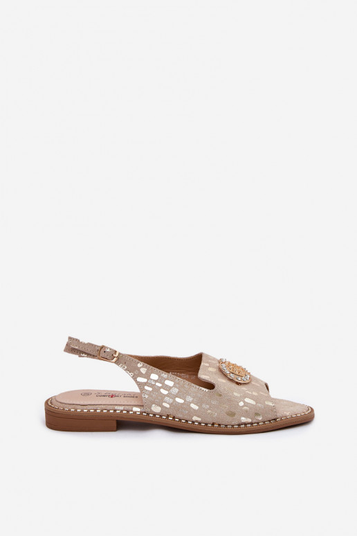 Sieviešu basenes ar ornamentiem ar platiem papēžiem S.Barski KV51-096 Zelta krāsas Sieviešu basenes ar ornamentiem ar platiem papēžiem S.Barski KV51-096 Zelta krāsas