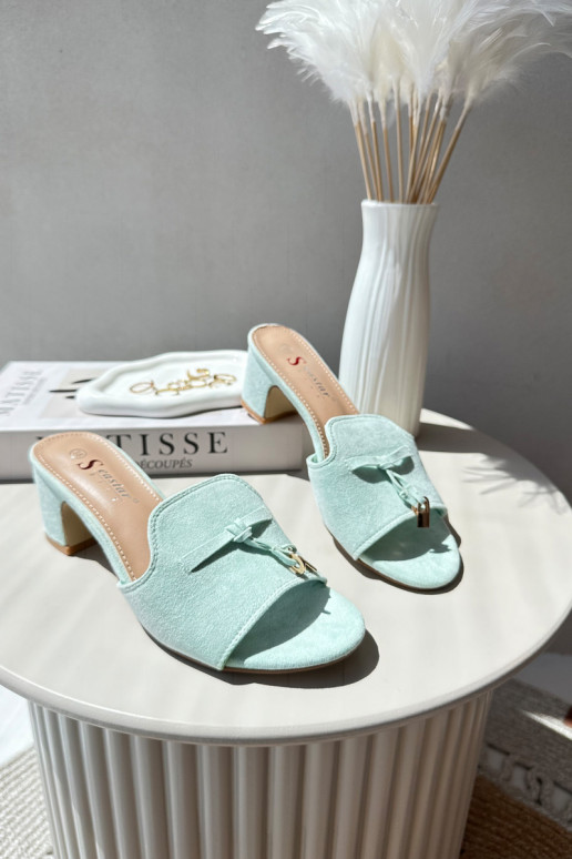 sieviešu čības Z Eko zamšādau ar papēdi piparmētras krāsas Jemenna