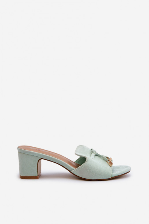 sieviešu čības Z Eko zamšādau ar papēdi piparmētras krāsas Jemenna