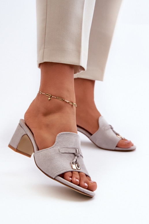 sieviešu čības Z Eko zamšādau ar papēdi Pelēkas krāsas Jemenna