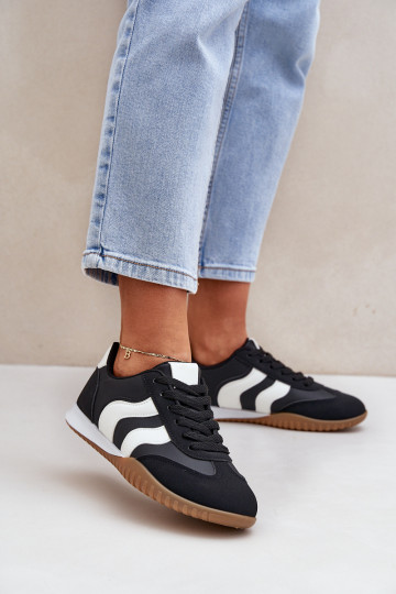 Kurpes Sneakers Sieviešu no eko ādas melnas krāsas Tā irretina
