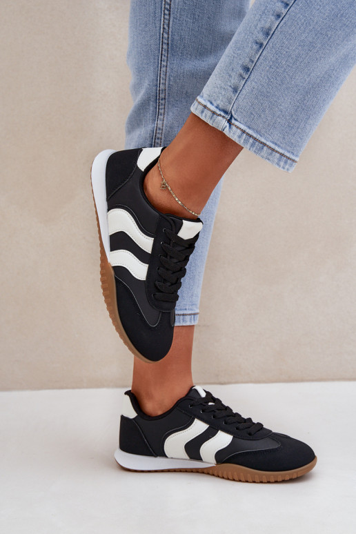 Kurpes Sneakers Sieviešu no eko ādas melnas krāsas Tā irretina