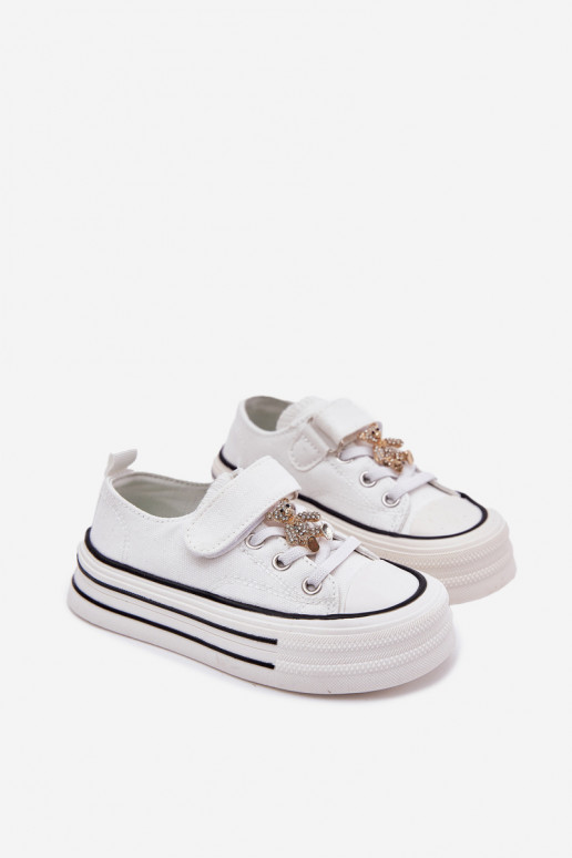Bērnu brīvā laika apavi Ze Złotą Przypinką Lācis baltas krāsas Solena