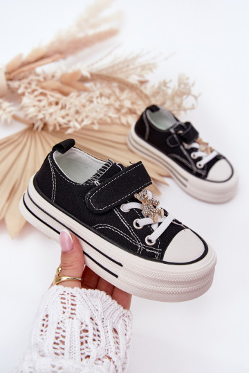 Bērnu brīvā laika apavi Ze Złotą Przypinką Lācis melnas krāsas Solena