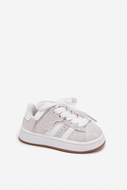 sporta apavi Sneakers modeļa apavi Bērnu apavi ar sirsniņām baltas krāsas Mirelle