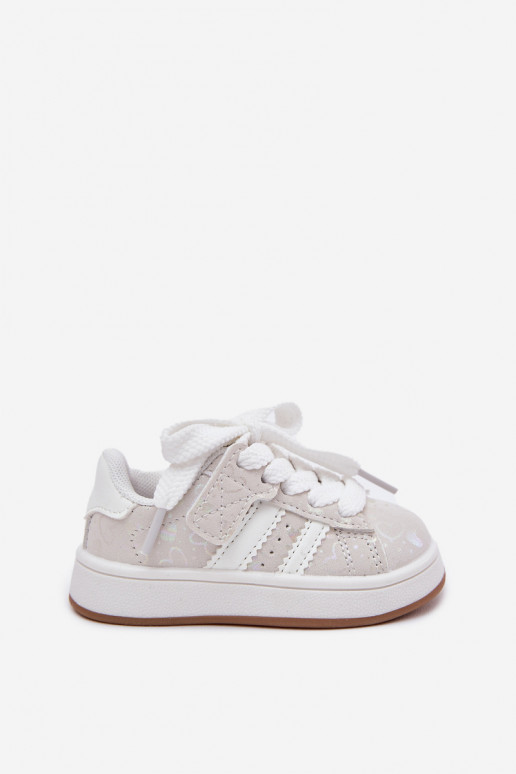 sporta apavi Sneakers modeļa apavi Bērnu apavi ar sirsniņām baltas krāsas Mirelle