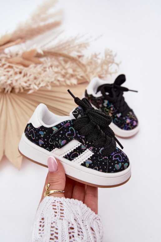 sporta apavi Sneakers modeļa apavi Bērnu apavi ar sirsniņām melnas krāsas Mirelle